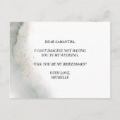 Abstracte Waterverf Groene penseelstreken & goud Uitnodiging Briefkaart (Achterkant)