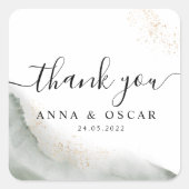 Abstracte Waterverf Groene penseelstreken & goud Vierkante Sticker (Voorkant)