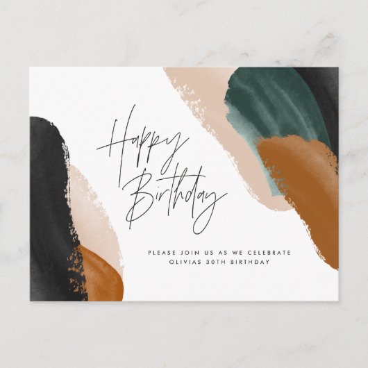 Abstracte waterverf groene terracotta briefkaart (Voorkant)