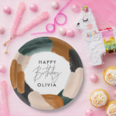 Abstracte waterverf groene terracotta papieren bordje (Feest)