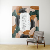 Abstracte waterverf groene terracotta wandkleed (In situ)