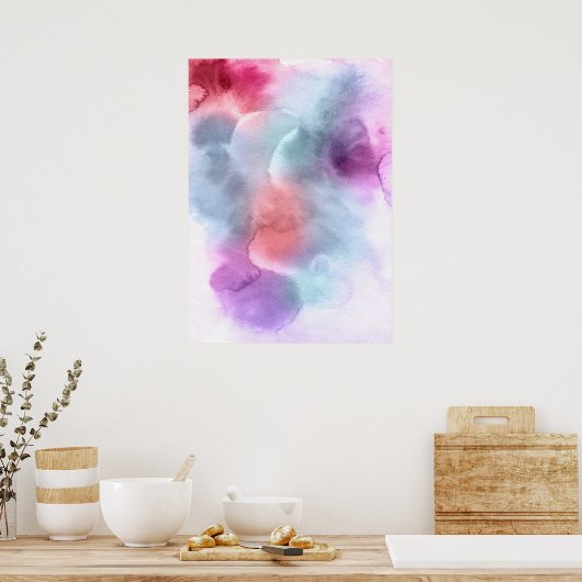 Abstracte waterverf handgeschilderde achtergrond 1 poster (Keuken)