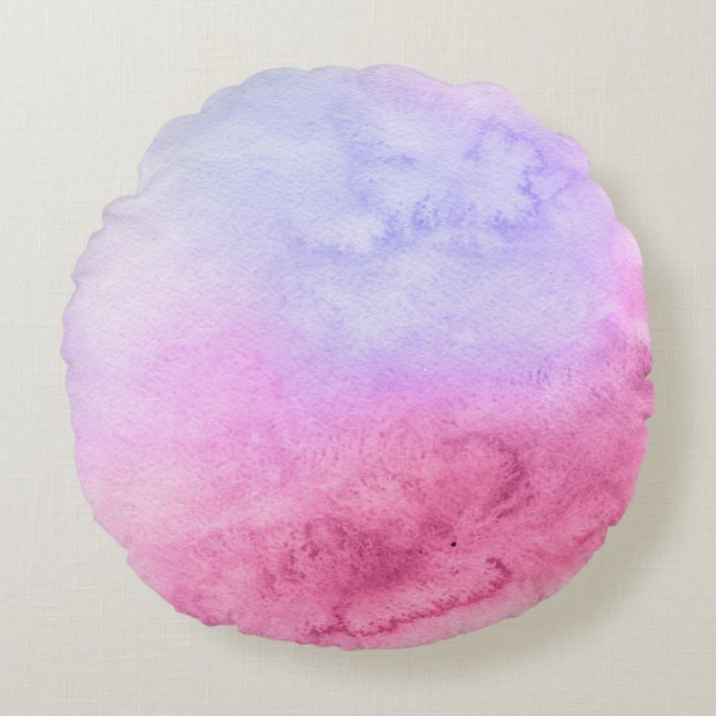 Abstracte waterverf handgeschilderde achtergrond 1 rond kussen (Voorkant)