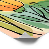 Abstracte Waterverf handgetekende bloemenillustrat Poster (Hoek)