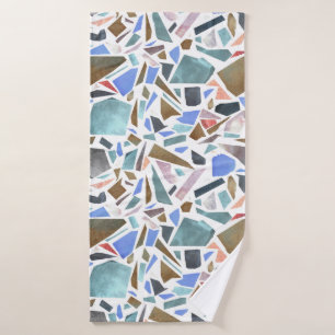 Abstracte waterverf: handgetekende witte achtergro badhanddoek