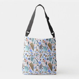 Abstracte waterverf: handgetekende witte achtergro crossbody tas