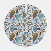 Abstracte waterverf: handgetekende witte achtergro glas ornament (Achterkant)