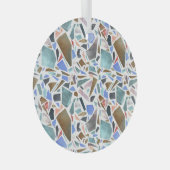 Abstracte waterverf: handgetekende witte achtergro glas ornament (Voorkant Rechts)