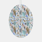 Abstracte waterverf: handgetekende witte achtergro glas ornament (Voorkant links)