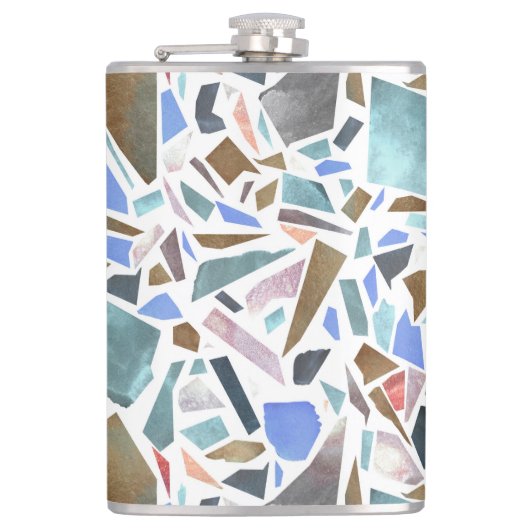 Abstracte waterverf: handgetekende witte achtergro heupfles (Voorkant)