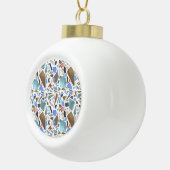 Abstracte waterverf: handgetekende witte achtergro keramische bal ornament (Rechts)