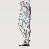 Abstracte waterverf: handgetekende witte achtergro leggings (Links)