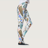 Abstracte waterverf: handgetekende witte achtergro leggings (Rechts)