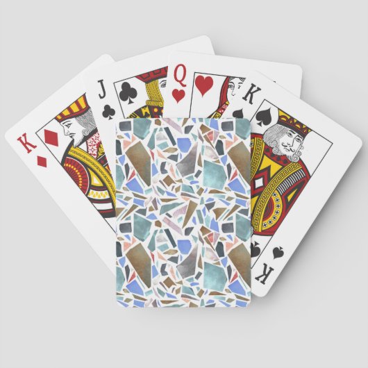 Abstracte waterverf: handgetekende witte achtergro pokerkaarten (Achterkant)