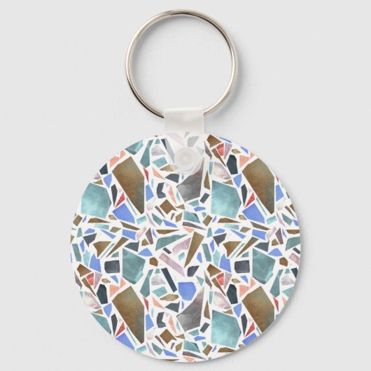Abstracte waterverf: handgetekende witte achtergro sleutelhanger (Voorkant)