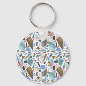 Abstracte waterverf: handgetekende witte achtergro sleutelhanger (Achterkant)