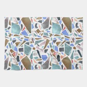 Abstracte waterverf: handgetekende witte achtergro theedoek