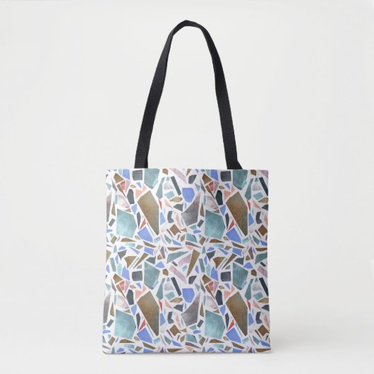 Abstracte waterverf: handgetekende witte achtergro tote bag (Voorkant)