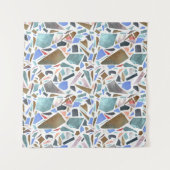 Abstracte waterverf: handgetekende witte achtergro wandkleed (Voorkant (horizontaal))