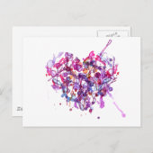 Abstracte Waterverf Hart voor Valentijnsdag Feestdagenkaart (Voorkant / Achterkant)