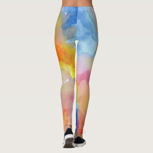 Abstracte Waterverf Heldere, levendige kleuren sch Leggings (Achterkant)