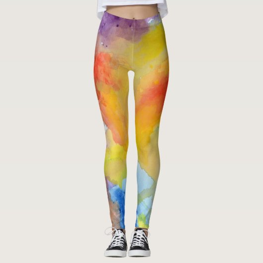 Abstracte Waterverf Heldere, levendige kleuren sch Leggings (Voorkant)