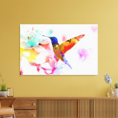 Abstracte Waterverf Hummingbird Canvas Afdruk (Insitu (Woonkamer))
