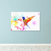 Abstracte Waterverf Hummingbird Canvas Afdruk (Insitu (Houten vloer))