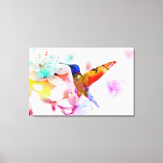 Abstracte Waterverf Hummingbird Canvas Afdruk (Voorkant)
