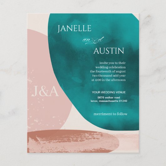 Abstracte Waterverf huwelijksuitnodiging Flyer (Voorkant)