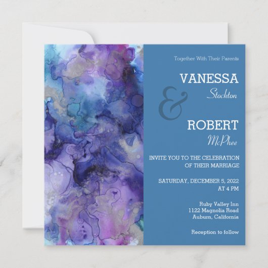 Abstracte Waterverf huwelijksuitnodiging Kaart (Voorkant)