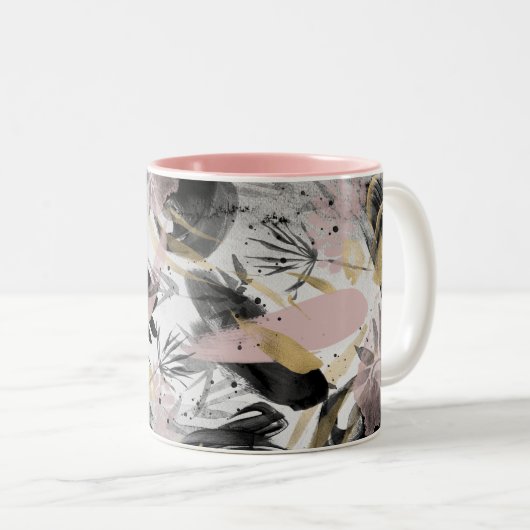 Abstracte Waterverf I-Mok Tweekleurige Koffiemok (Voorkant rechts)