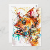 Abstracte Waterverf Illustratie van een Deep-Zee A Briefkaart (Voorkant / Achterkant)