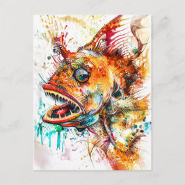 Abstracte Waterverf Illustratie van een Deep-Zee A Briefkaart