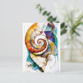 Abstracte Waterverf Illustratie van een Nautilus Briefkaart (Staand voorkant)