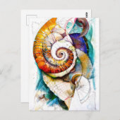 Abstracte Waterverf Illustratie van een Nautilus Briefkaart (Voorkant / Achterkant)