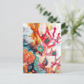 Abstracte Waterverf Illustratie van Koraalriffen Briefkaart (Staand voorkant)
