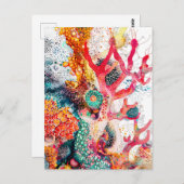 Abstracte Waterverf Illustratie van Koraalriffen Briefkaart (Voorkant / Achterkant)