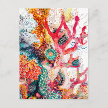 Abstracte Waterverf Illustratie van Koraalriffen