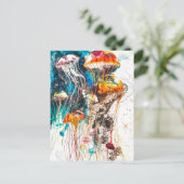 Abstracte Waterverf Illustratie van kwallen Briefkaart (Staand voorkant)
