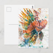 Abstracte waterverf illustratie van leeuwvis briefkaart (Voorkant / Achterkant)