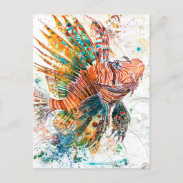 Abstracte Waterverf Illustratie van Lionfish Briefkaart