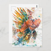 Abstracte Waterverf Illustratie van Lionfish Briefkaart (Voorkant / Achterkant)