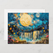 Abstracte waterverf illustratie van Volle Maan voo Briefkaart (Voorkant / Achterkant)