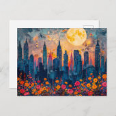 Abstracte waterverf illustratie van Volle Maan voo Briefkaart (Voorkant / Achterkant)