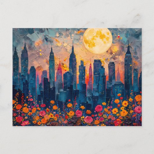 Abstracte waterverf illustratie van Volle Maan voo Briefkaart (Voorkant)