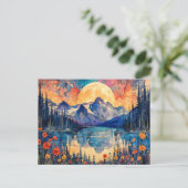 Abstracte waterverf illustratie van Volle Maan voo Briefkaart (Staand voorkant)