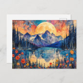 Abstracte waterverf illustratie van Volle Maan voo Briefkaart (Voorkant / Achterkant)