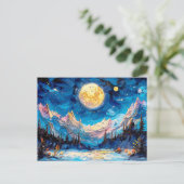Abstracte waterverf illustratie van Volle Maan voo Briefkaart (Staand voorkant)