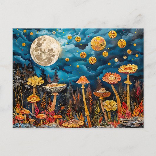 Abstracte waterverf illustratie van Volle Maan voo Briefkaart (Voorkant)